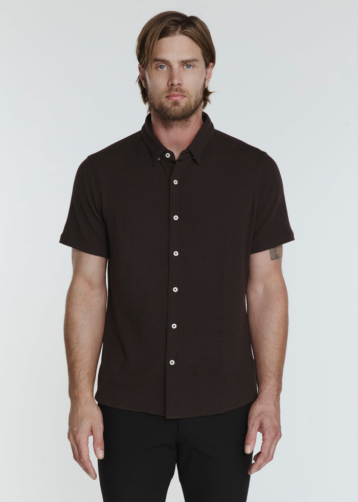 7 Diamonds Levine Short Sleeve Shirt in Walnut, front view