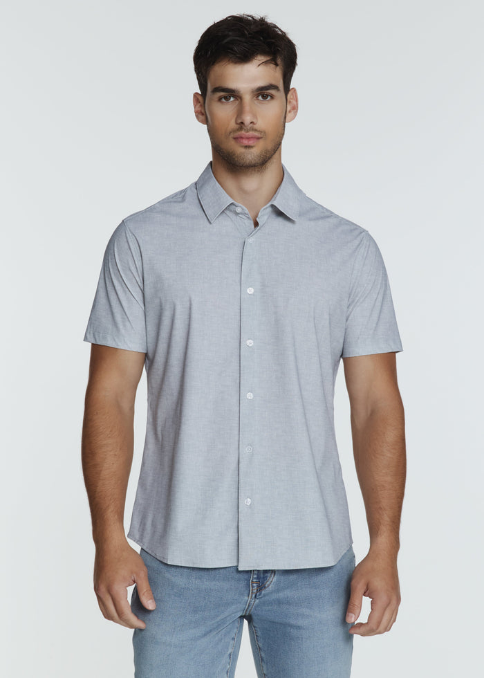7 Diamonds Sayer Short Sleeve Shirt in Light Grey, front view