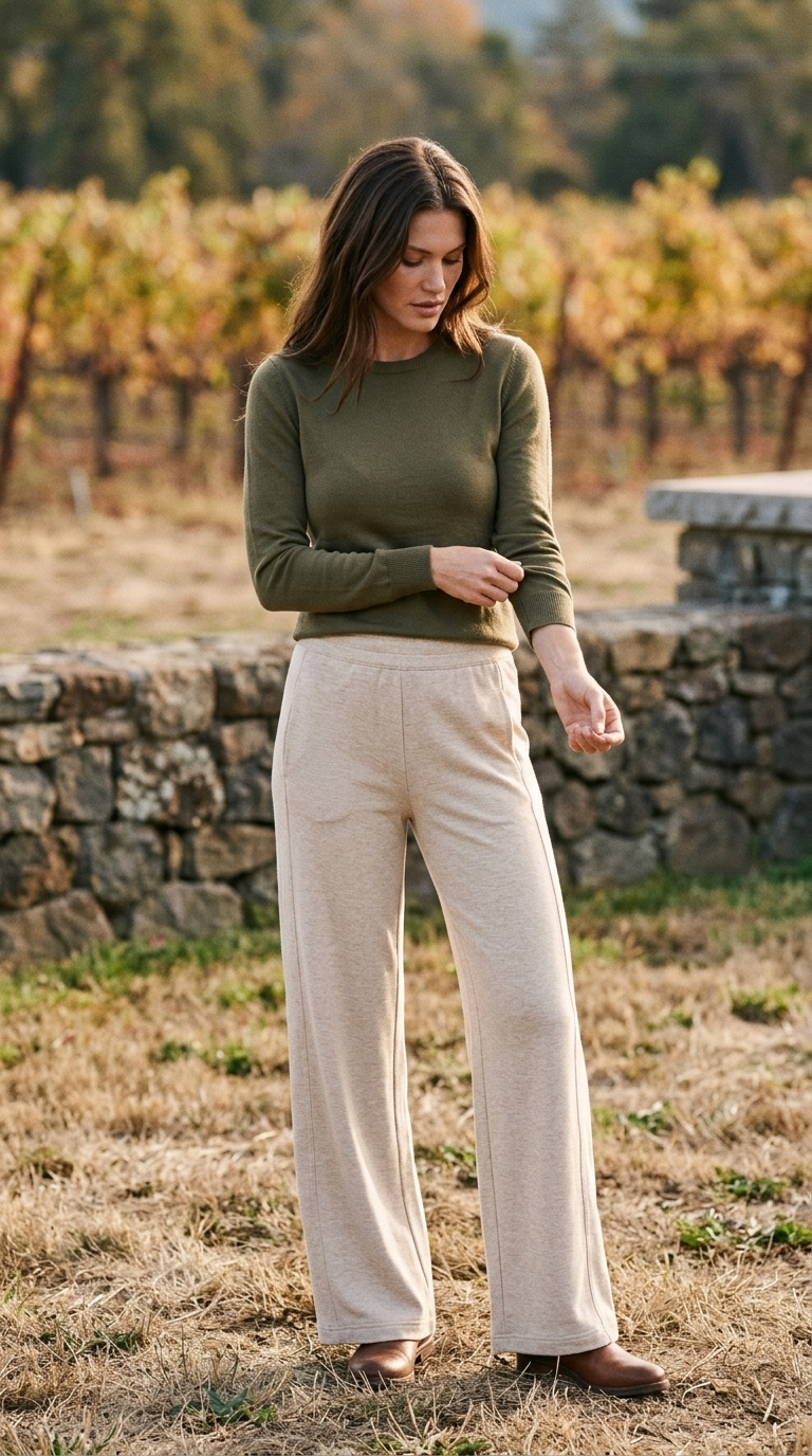 Cloud Terry Wide Leg Pant - Heather Natural — Napa