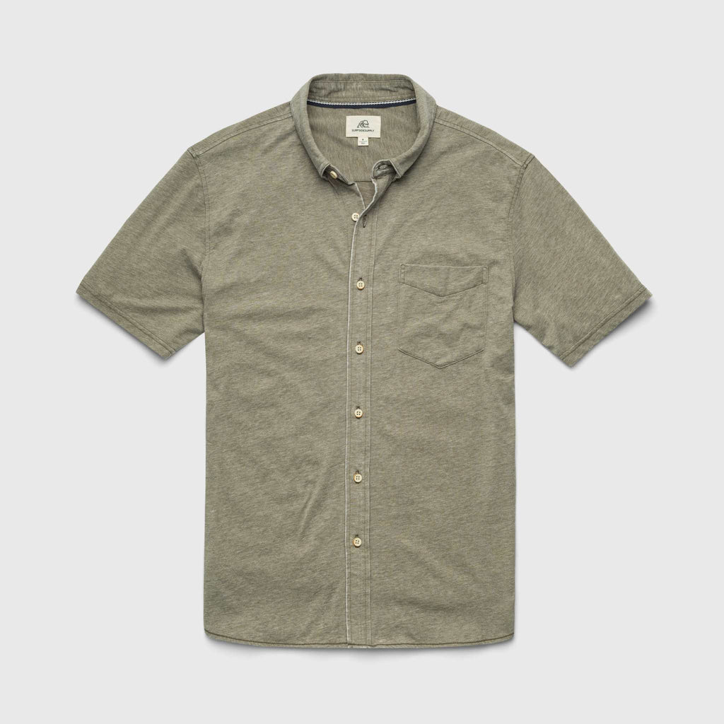 Surfside Supply Tony S/S Burnout Knit Shirt in Lichen Green