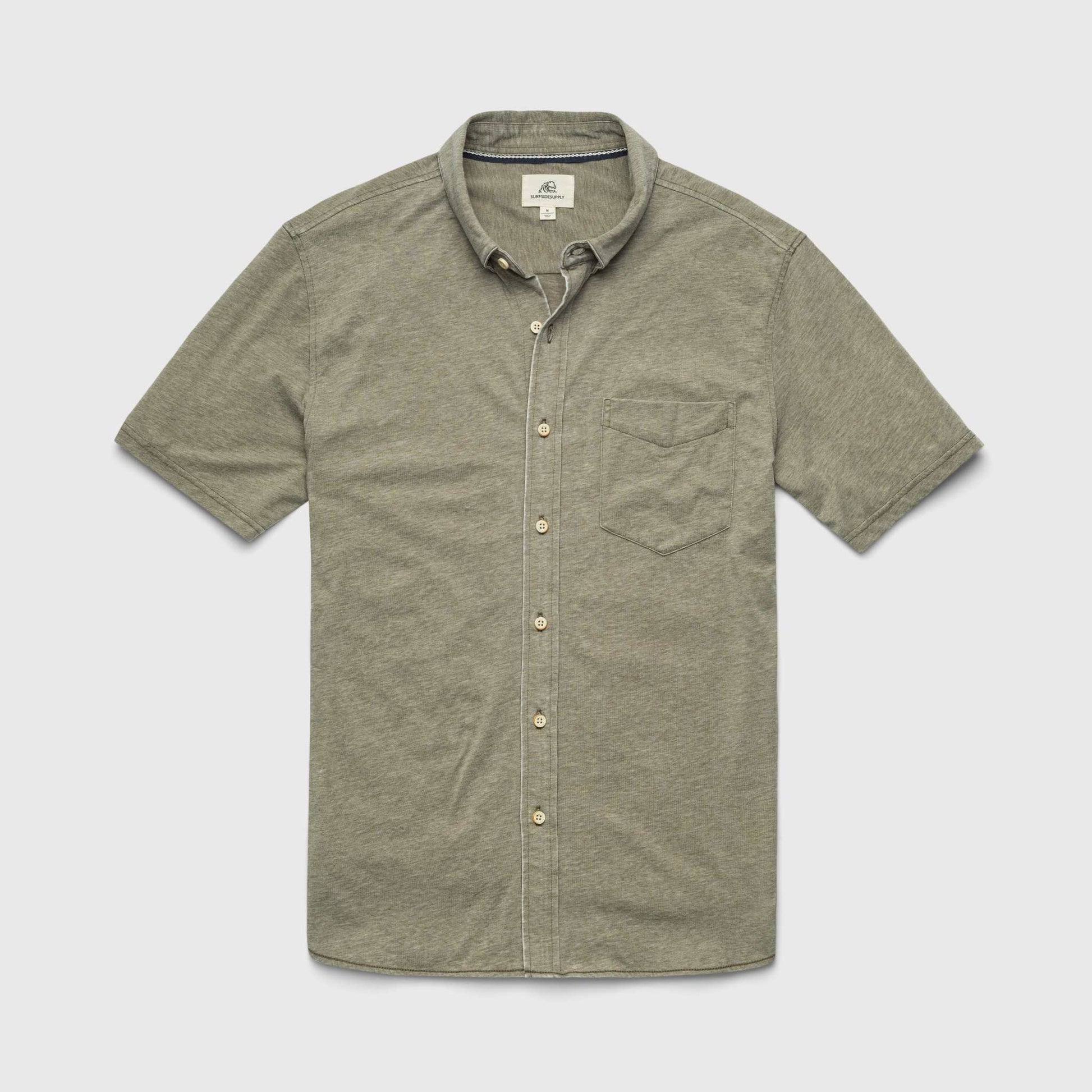 Surfside Supply Tony S/S Burnout Knit Shirt in Lichen Green