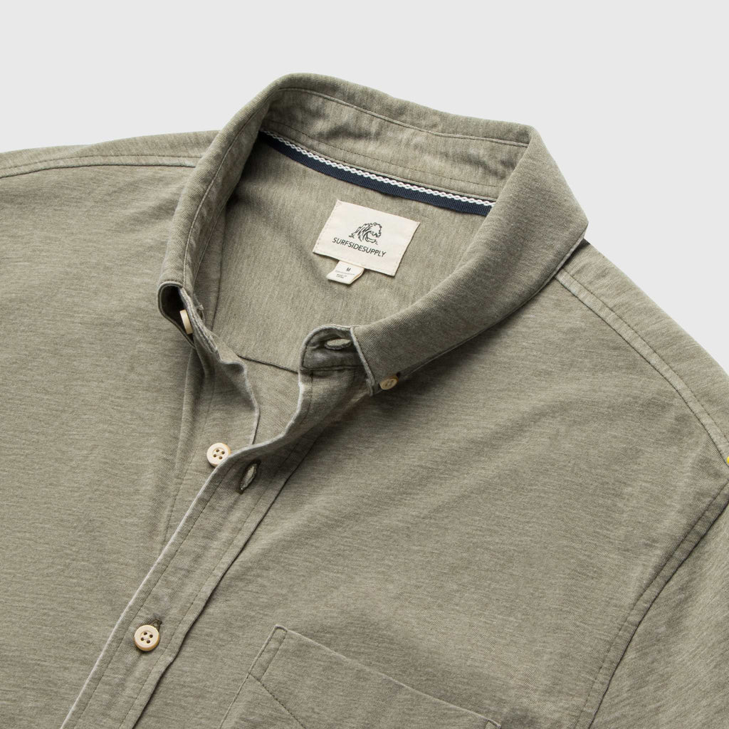 Surfside Supply Tony S/S Burnout Knit Shirt in Lichen Green