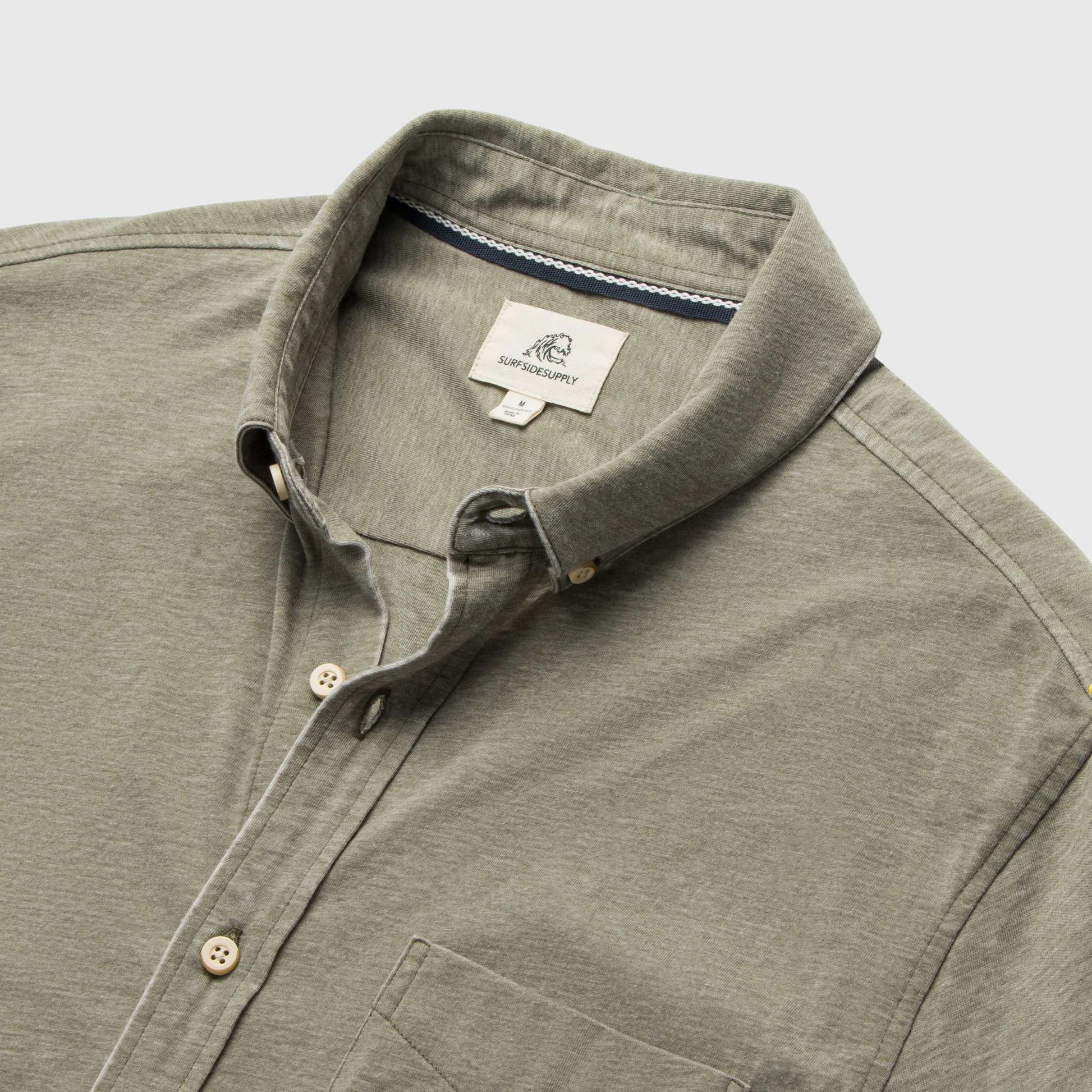 Surfside Supply Tony S/S Burnout Knit Shirt in Lichen Green