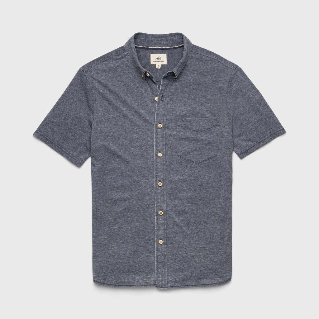 Surfside Supply Tony S/S Burnout Knit Shirt in Navy Blazer