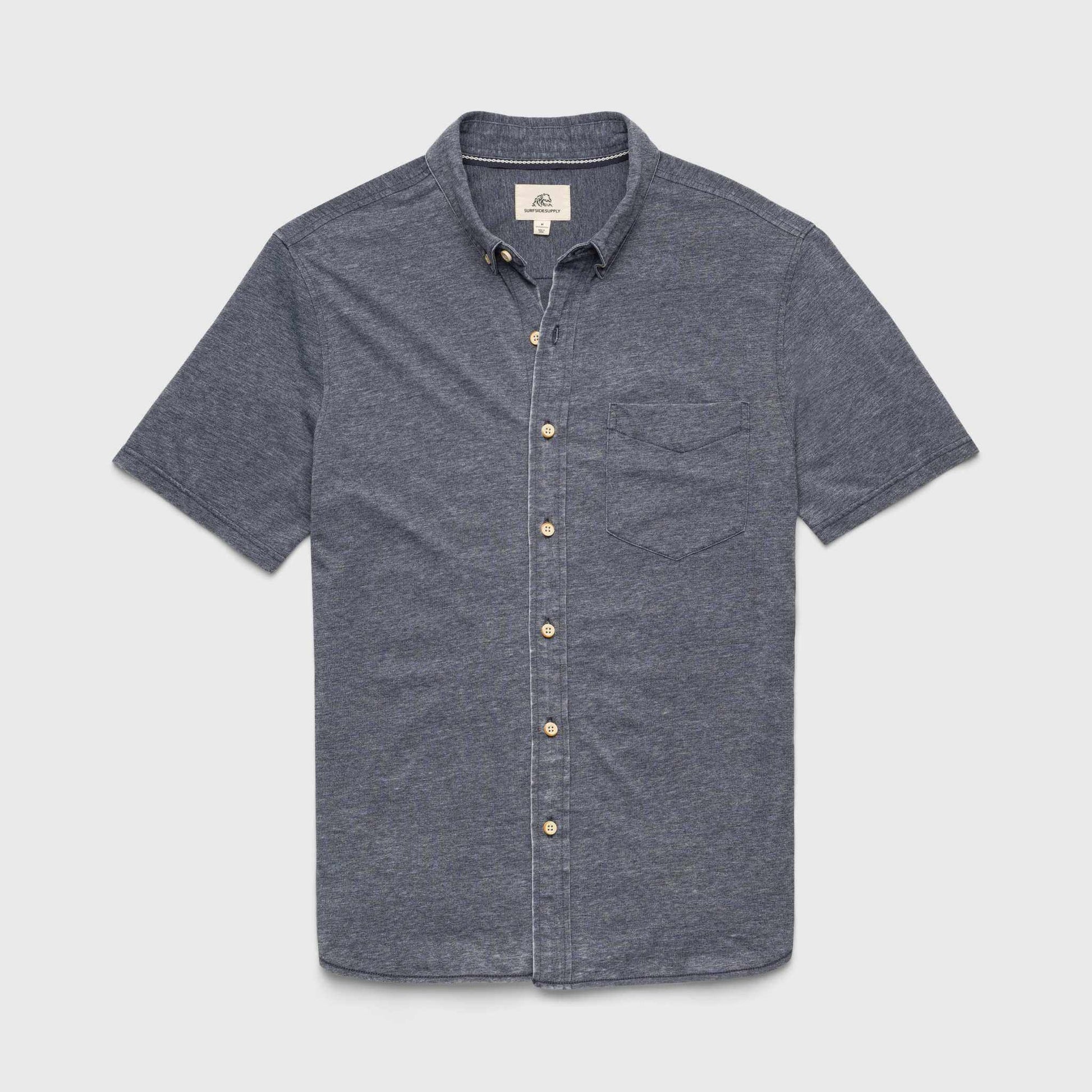 Surfside Supply Tony S/S Burnout Knit Shirt in Navy Blazer