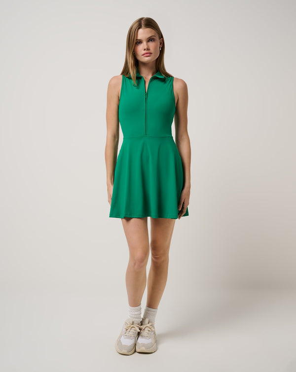 TravisMathew MoveKnit SL Zip Dress 2.0 in Green Tambourine E0198 - Aqua