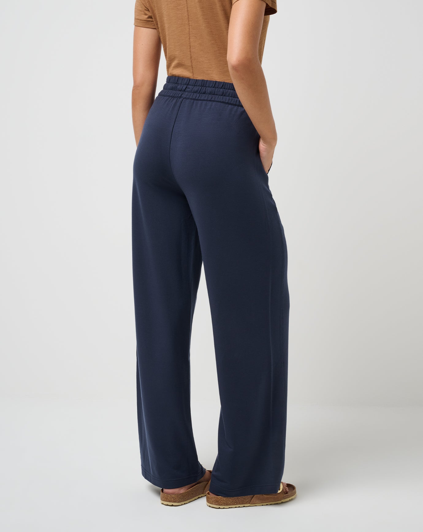 TravisMathew Cloud Terry Wide Leg Pant in Navy Blazer