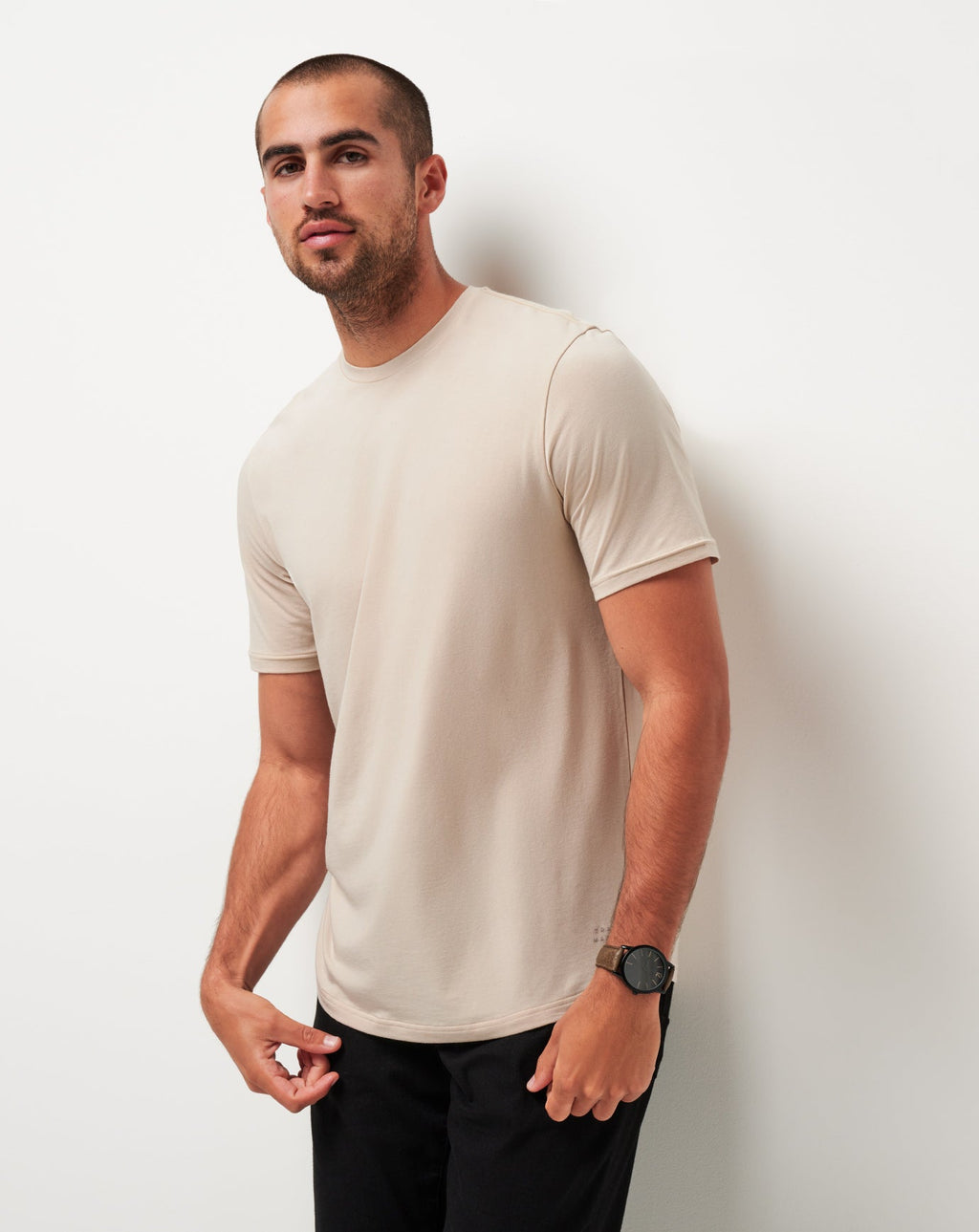TravisMathew Cloud Crew Tee in Italian Sand