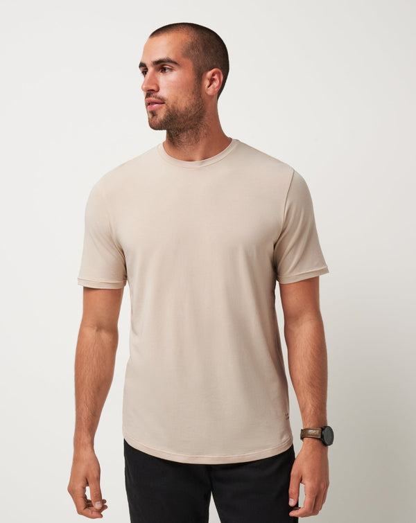 TravisMathew Cloud Crew Tee in Italian Sand 0BLK -