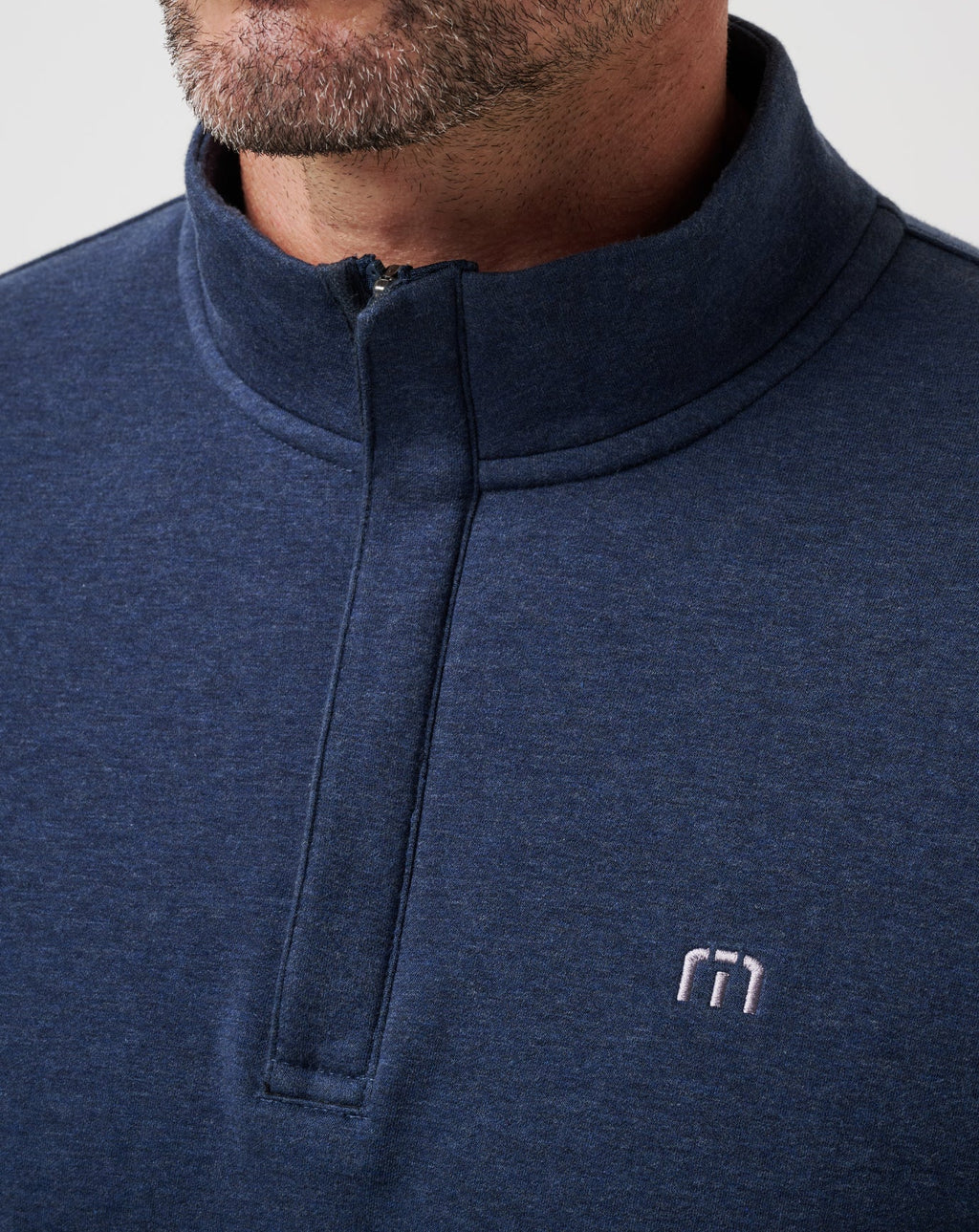 TravisMathew Cloud Quarter Zip 2.0 in Heather Blue Nights