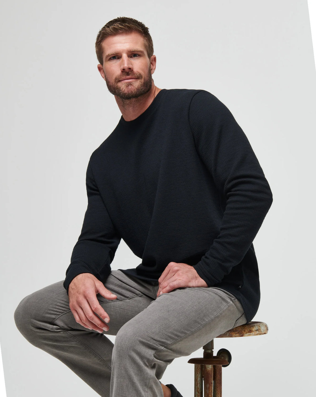 TravisMathew Cloud Waffle Crew in Black