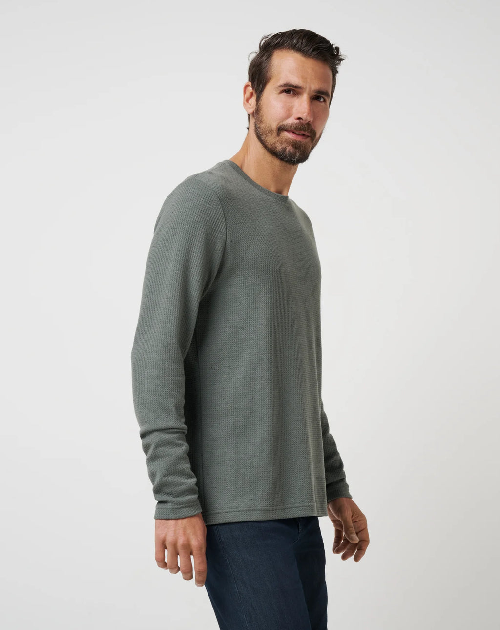 TravisMathew Cloud Waffle Crew in Dark Olive