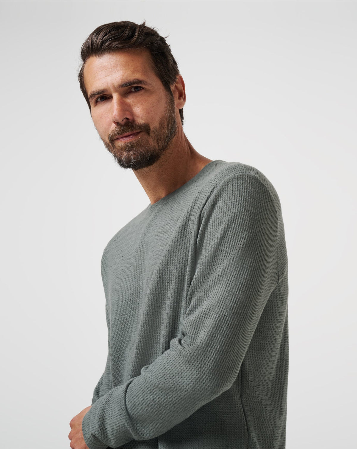 TravisMathew Cloud Waffle Crew in Dark Olive