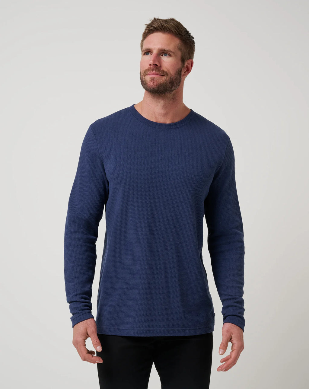 TravisMathew Cloud Waffle Crew in Mood Indigo