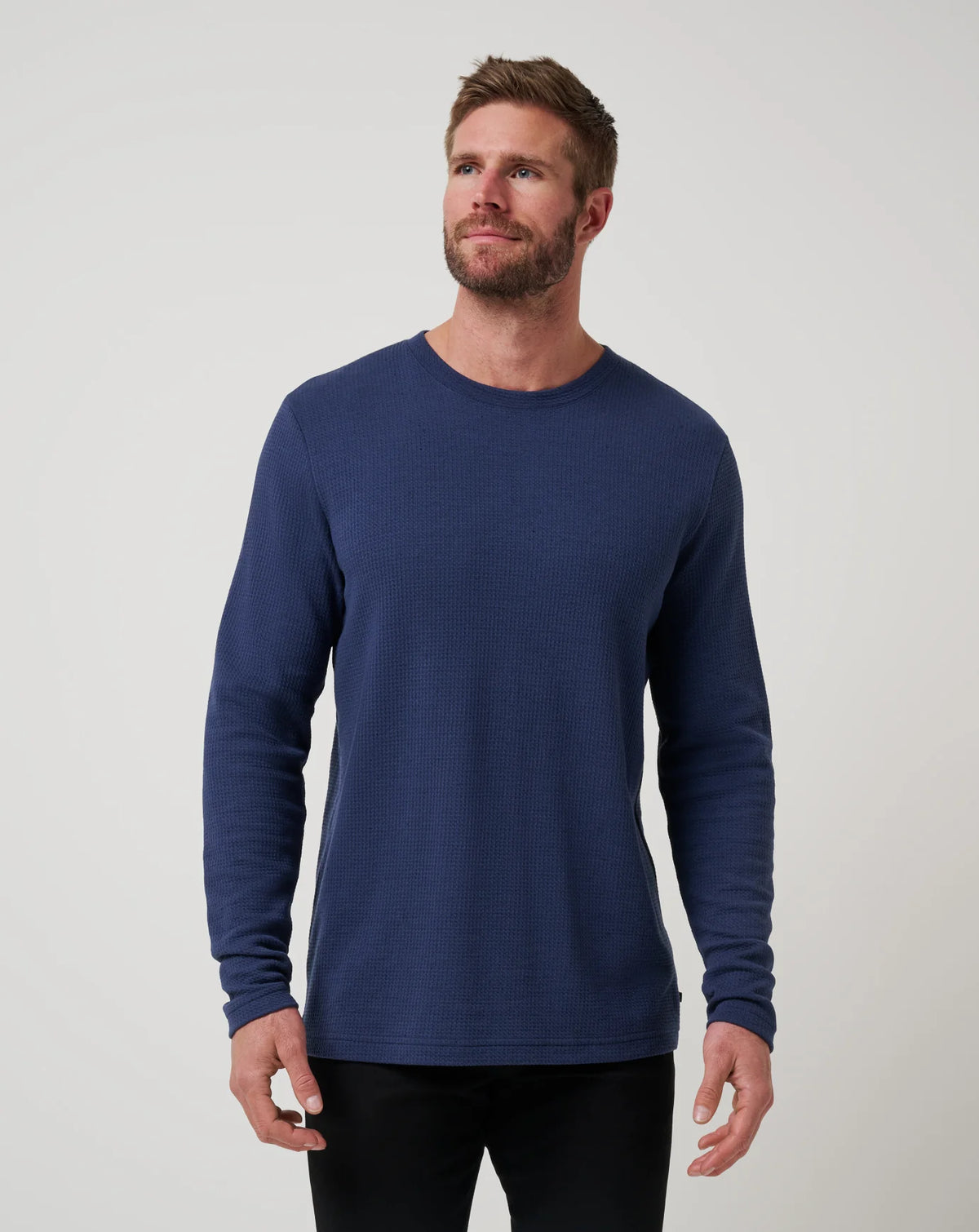 TravisMathew Cloud Waffle Crew in Mood Indigo