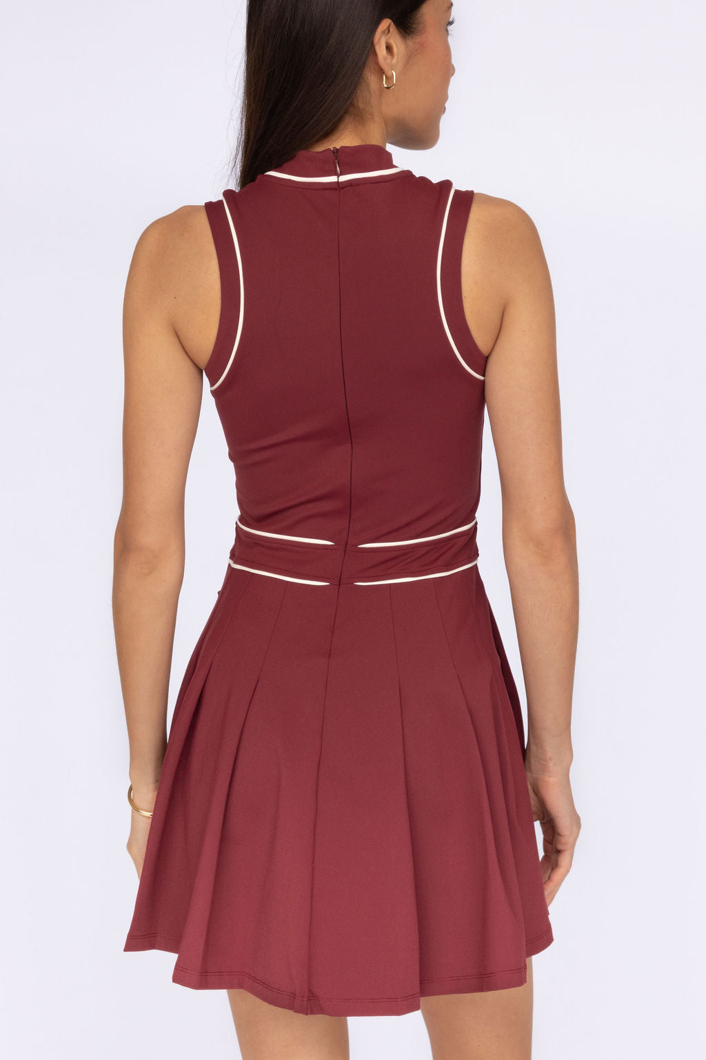 Fore-te Tate Dress in Burgundy + Ecru