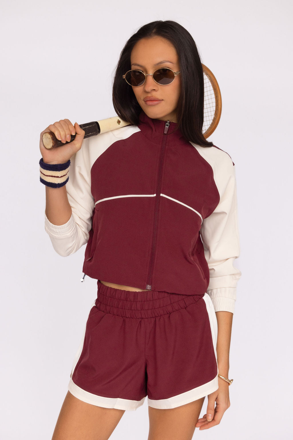 Fore-te Dawson Short in Burgundy + Ecru