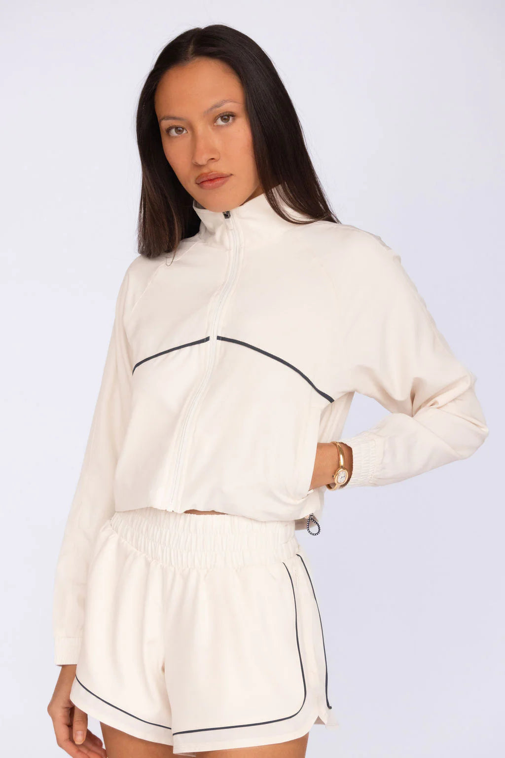 Fore-te Nicole Cropped Jacket in Ecru