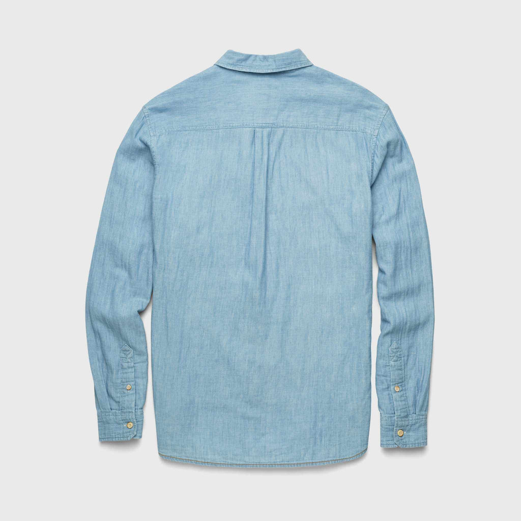 Surfside Supply Zhu Chambray Double Gauze 2-Pocket Shirt in Blue