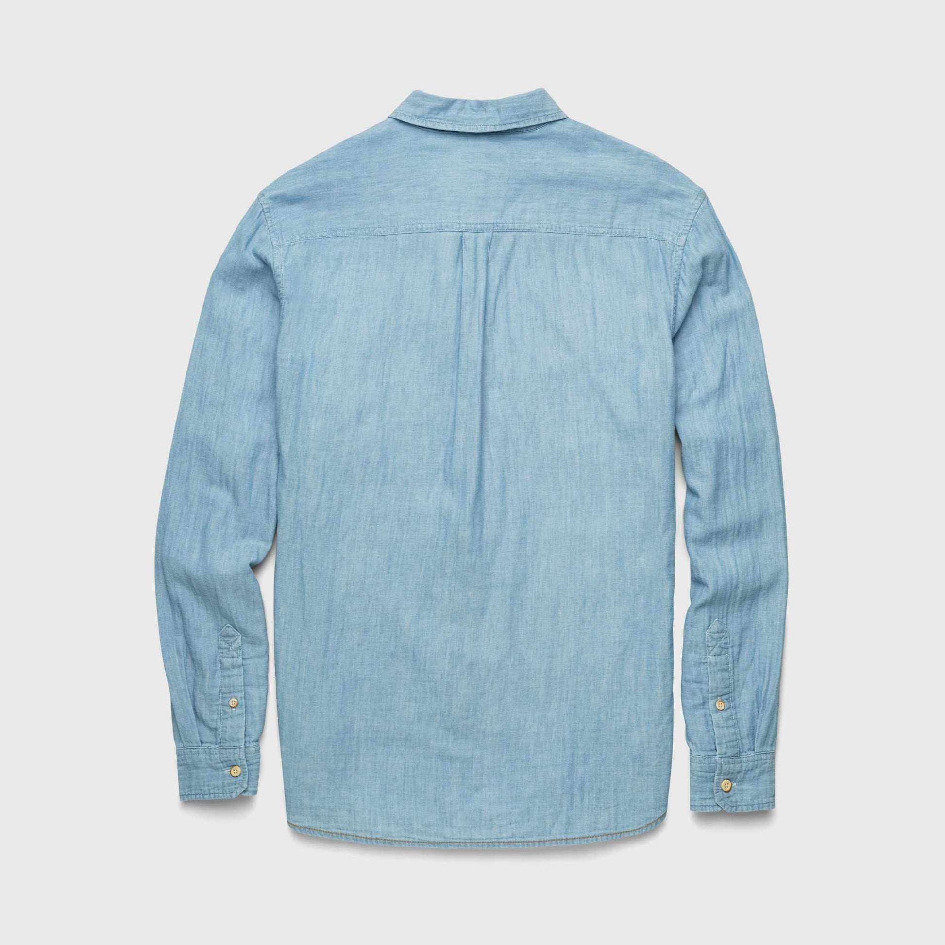 Surfside Supply Zhu Chambray Double Gauze 2-Pocket Shirt in Blue