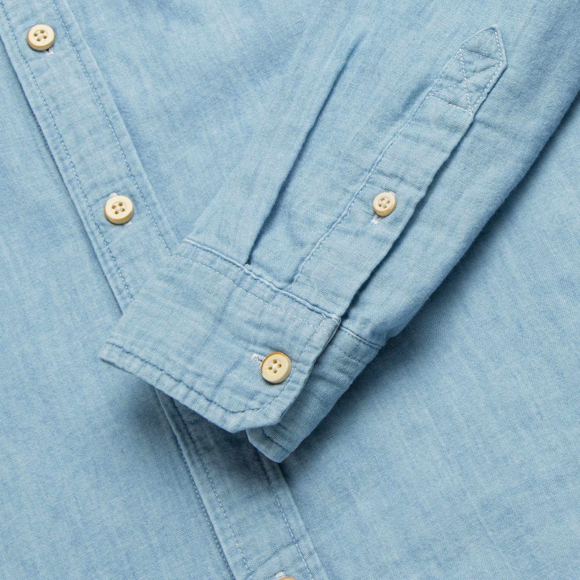 Surfside Supply Zhu Chambray Double Gauze 2-Pocket Shirt in Blue