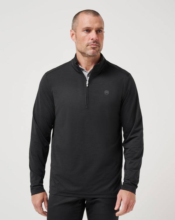 TravisMathew Heater Pro 1/4 Zip in Black 3BAG - Balsam