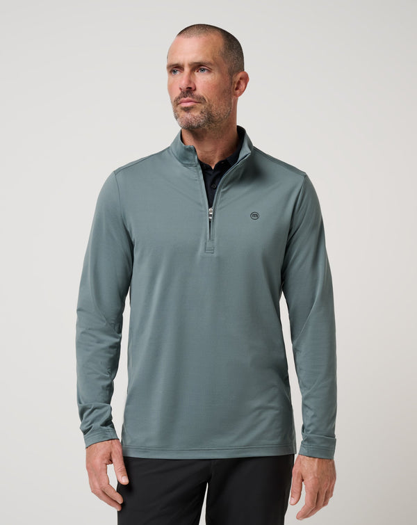 TravisMathew Heater Pro 1/4 Zip in Balsam Green 0BLK - Black