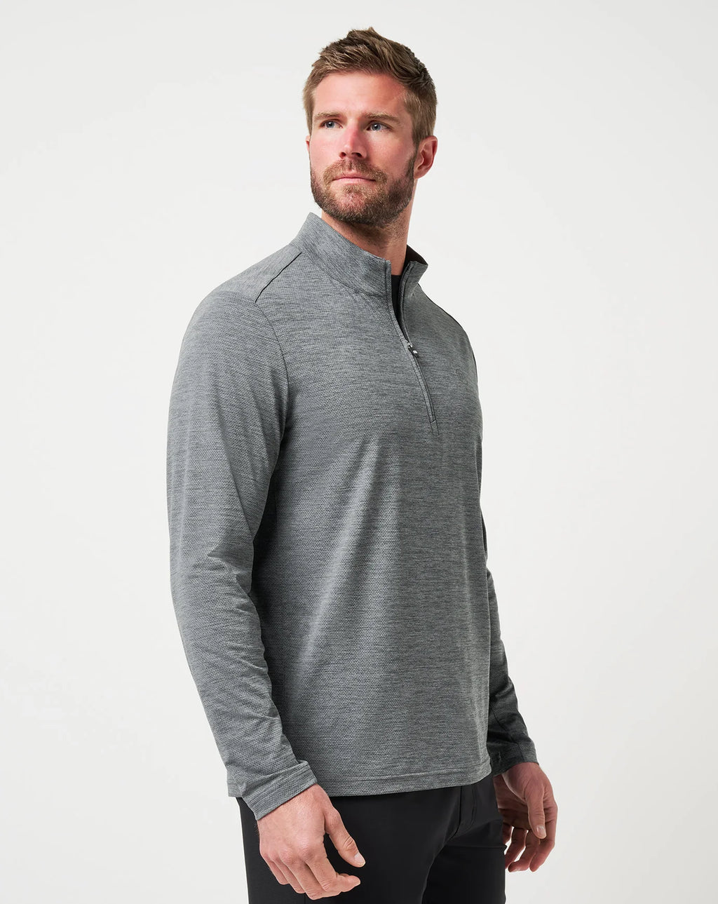TravisMathew Heater Pro 1/4 Zip in Heather Grey