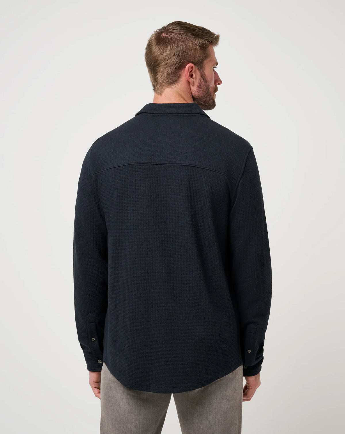 TravisMathew Cloud Waffle Shirt Jacket in Black