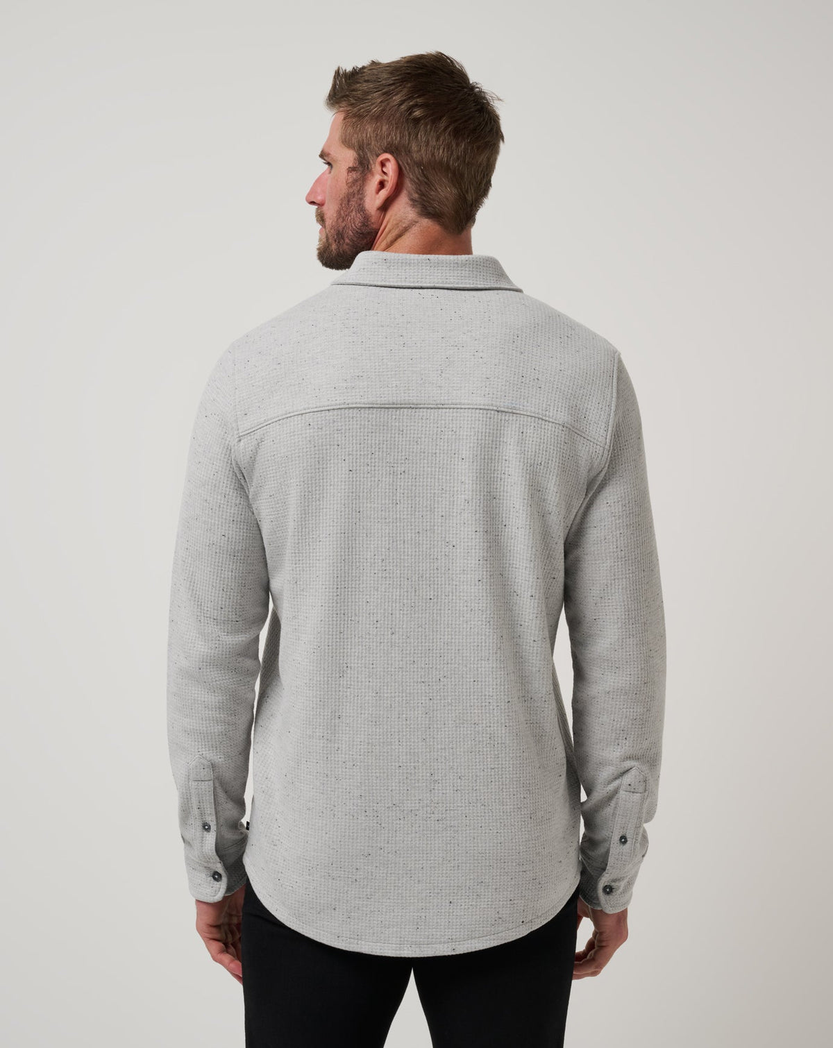 TravisMathew Cloud Waffle Shirt Jacket in Heather Light Grey