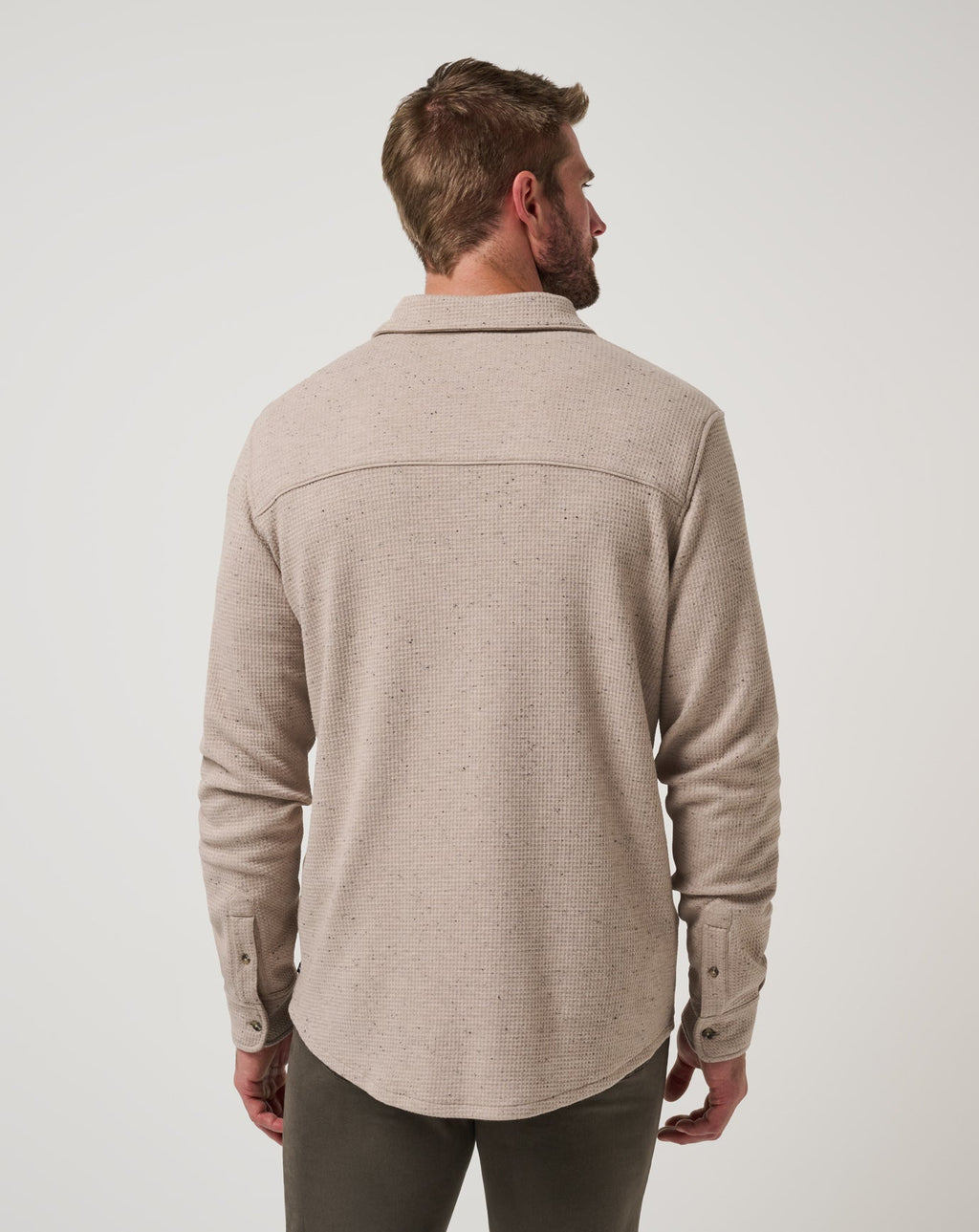 TravisMathew Cloud Waffle Shirt Jacket in Oxford Tan