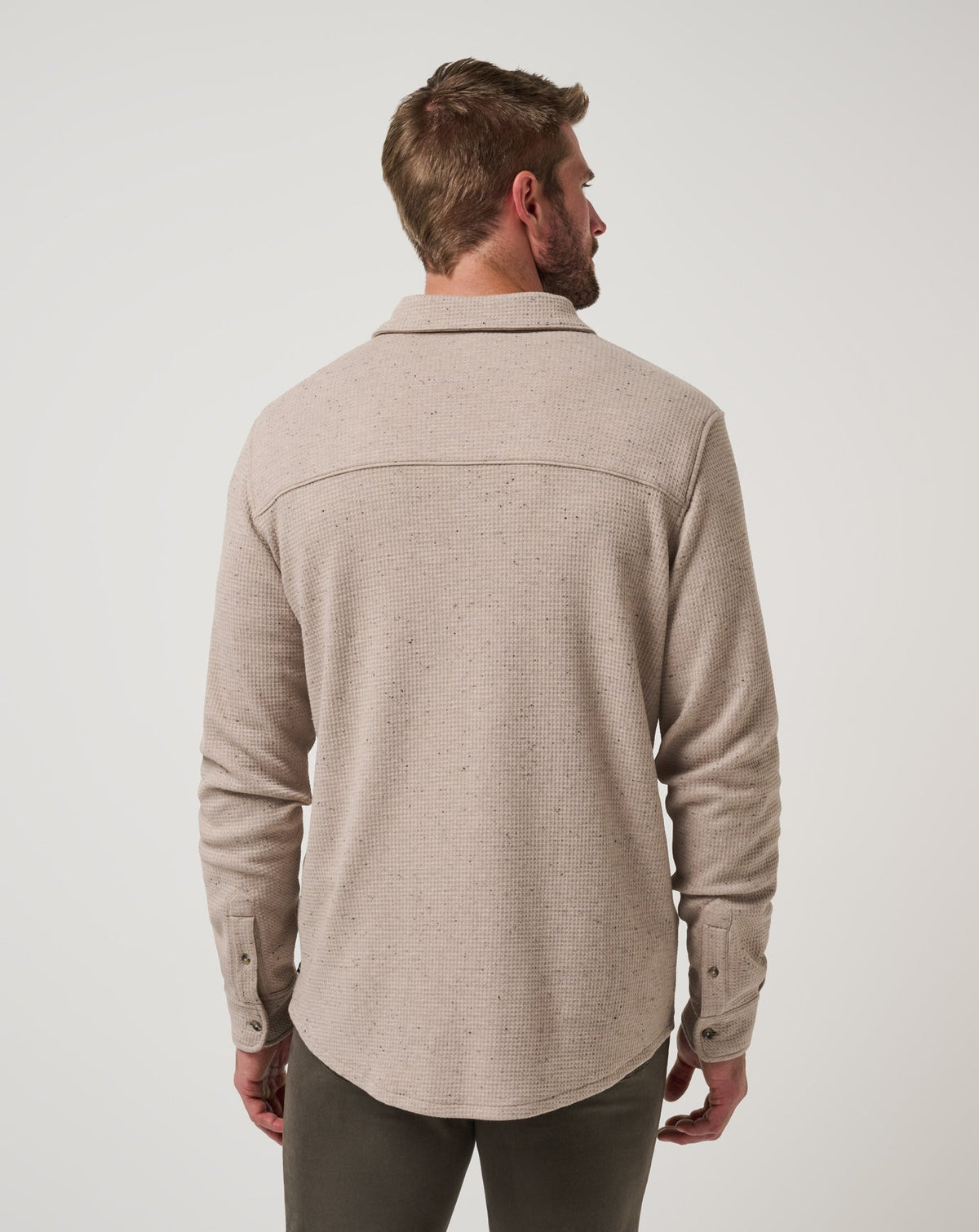 TravisMathew Cloud Waffle Shirt Jacket in Oxford Tan