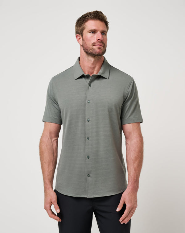 TravisMathew The Heater Button Up in Dark Olive 3DOL - Dark