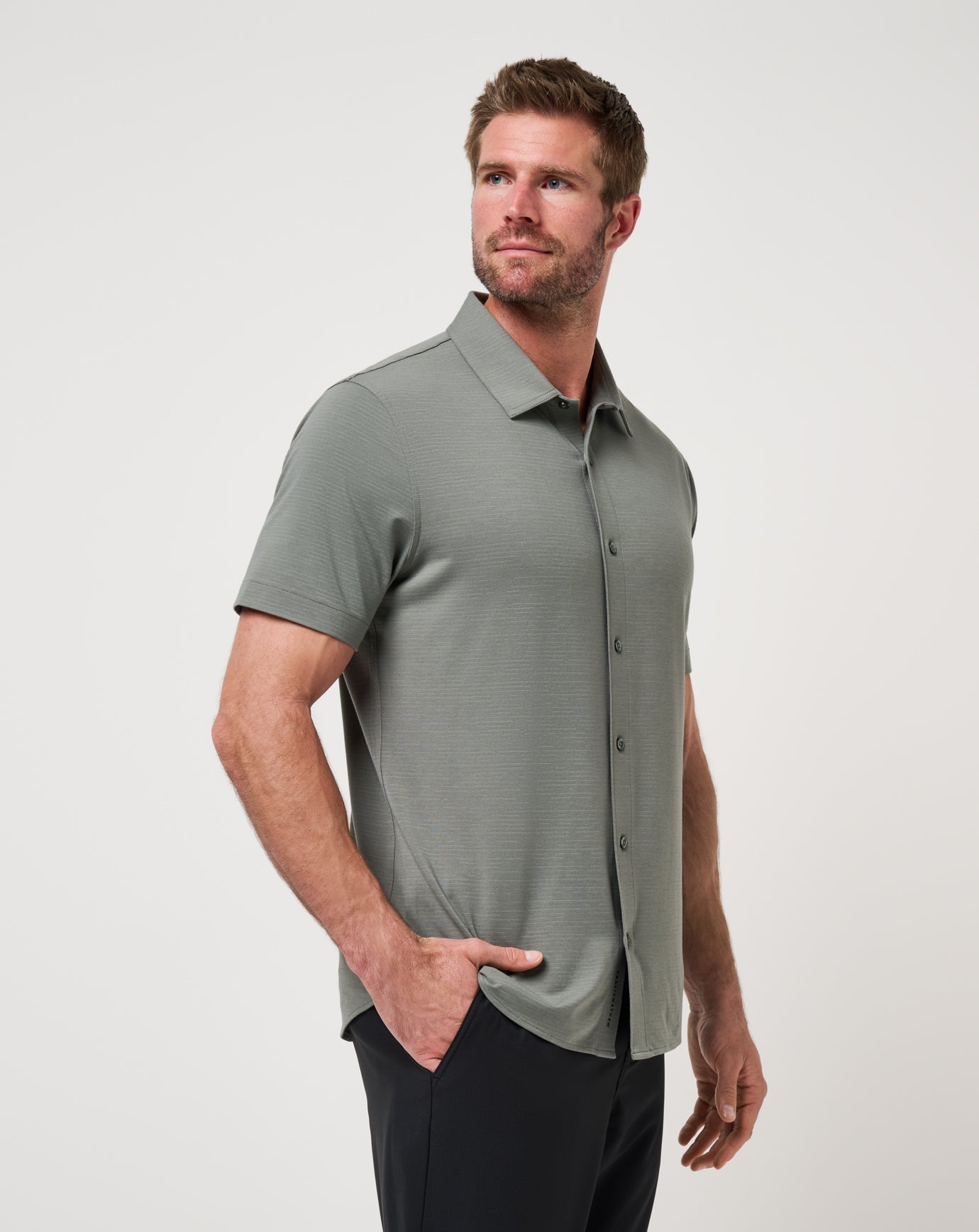 TravisMathew The Heater Button Up in Dark Olive