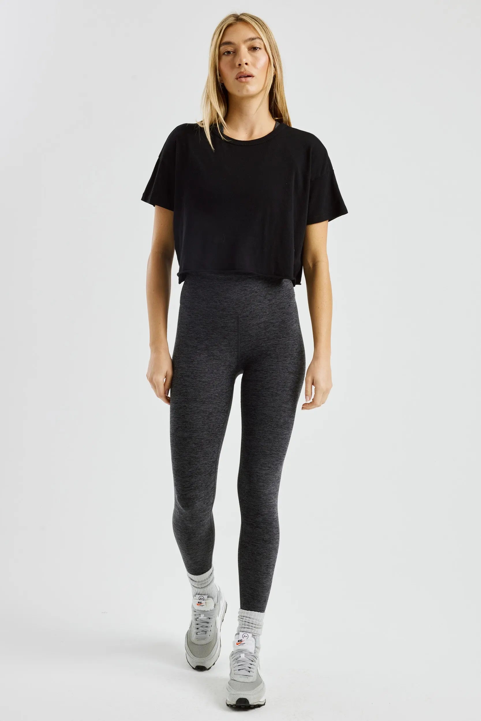 Year of Ours YOS Cropped Tee in Black