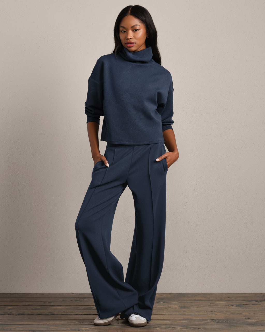 Rhone DreamGlow Mock Neck in Navy Blue