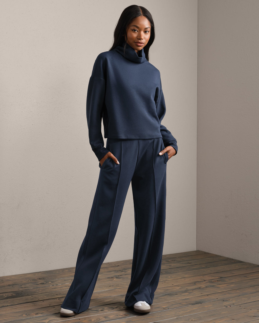 Rhone DreamGlow Mock Neck in Navy Blue