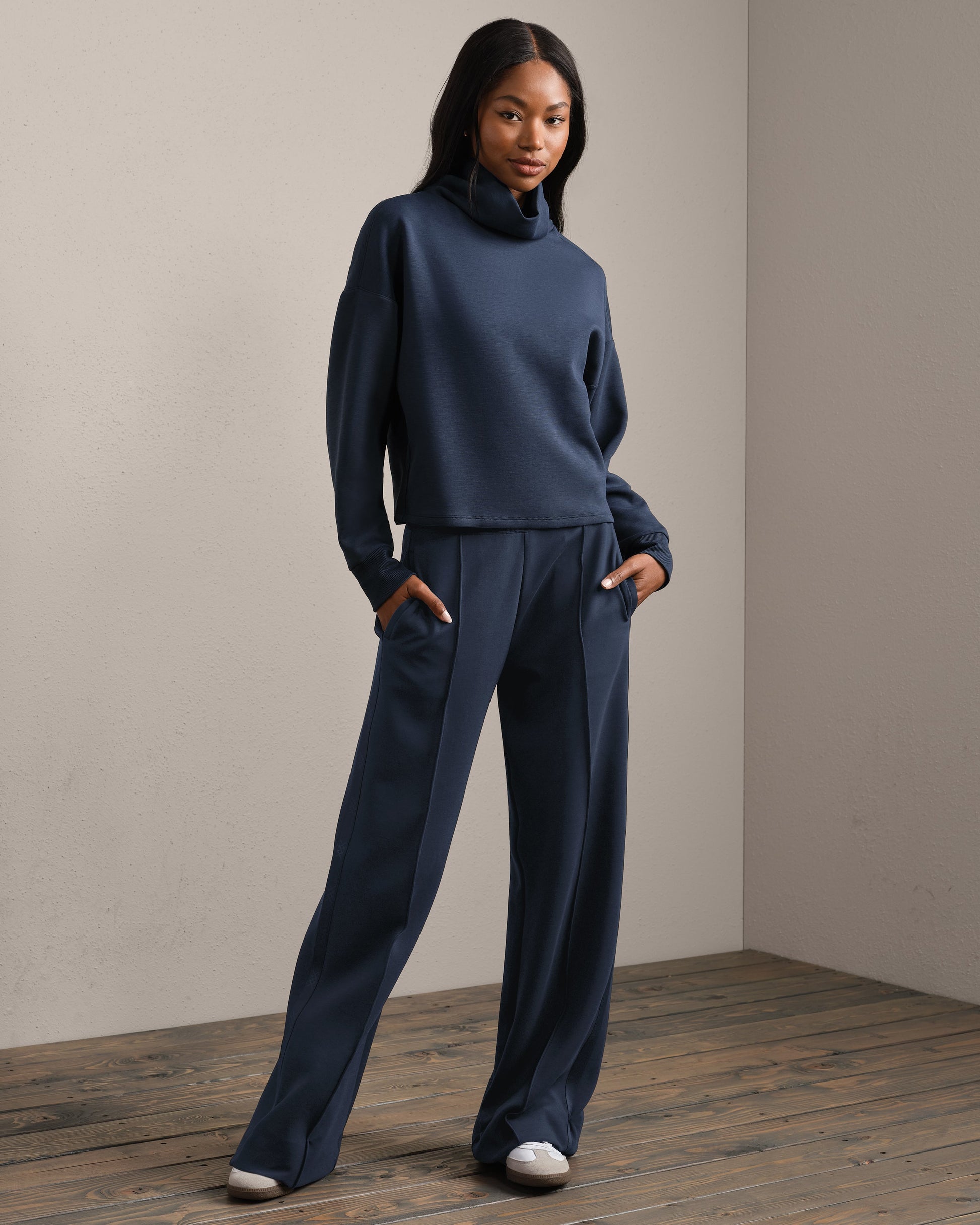 Rhone DreamGlow Mock Neck in Navy Blue