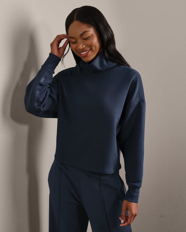 Rhone DreamGlow Mock Neck in Navy Blue