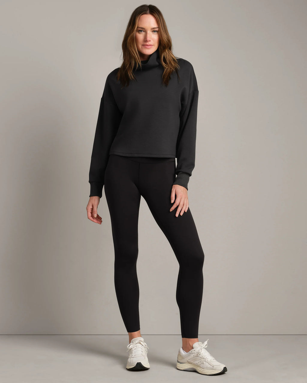 Rhone DreamGlow Mock Neck in Pure Black Heather