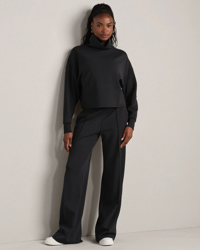 Rhone DreamGlow Mock Neck in Pure Black Heather