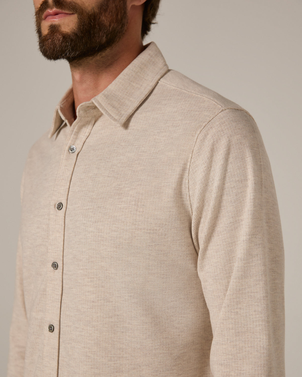 7 Diamonds Generation Heathered Knit Shirt in Beige — detail