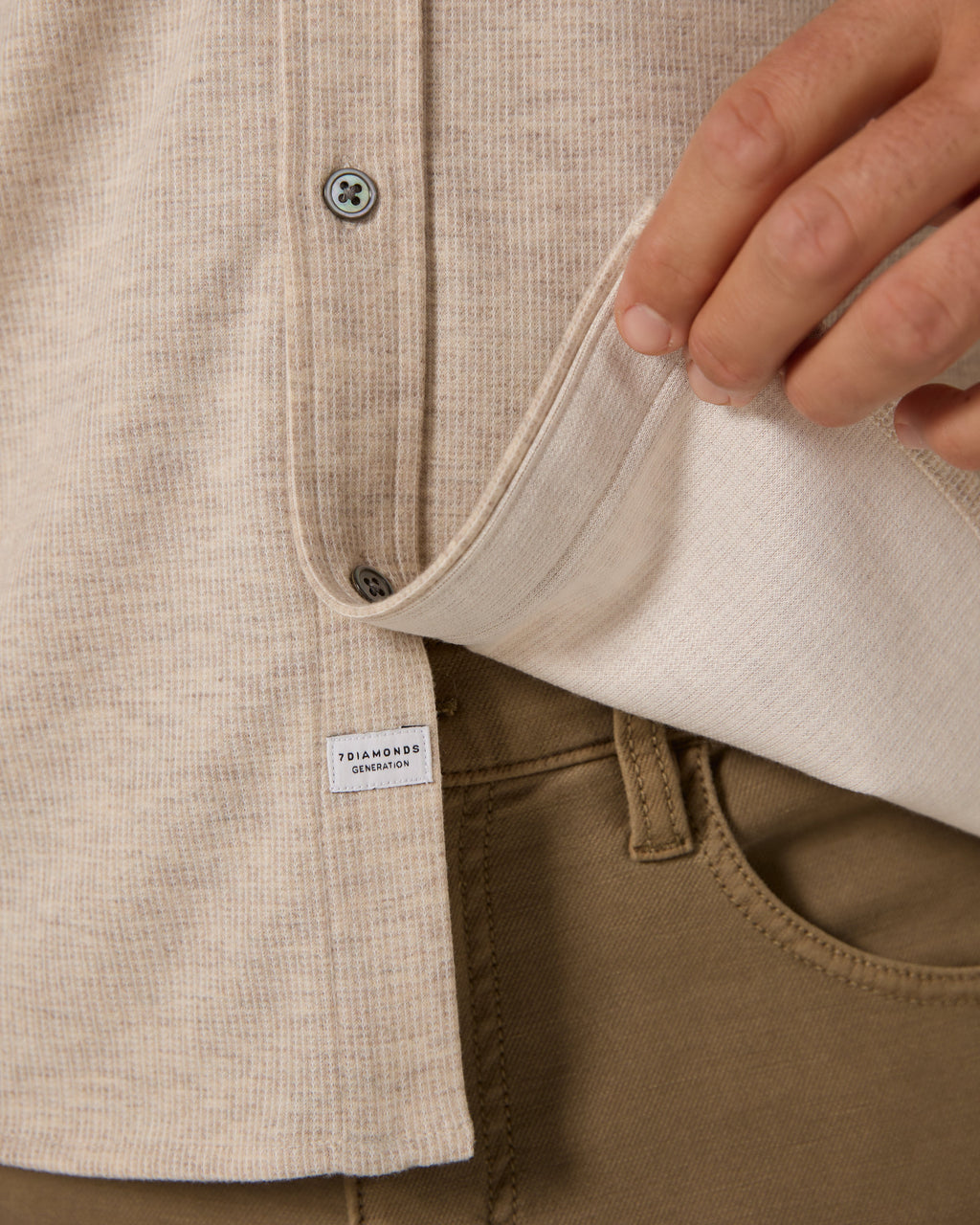 7 Diamonds Generation Heathered Knit Shirt in Beige — back