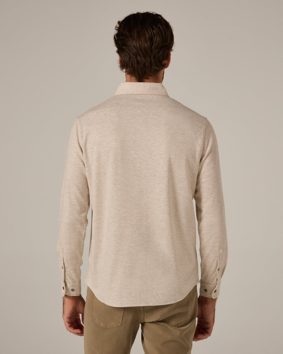7 Diamonds Generation Heathered Knit Shirt in Beige — fabric