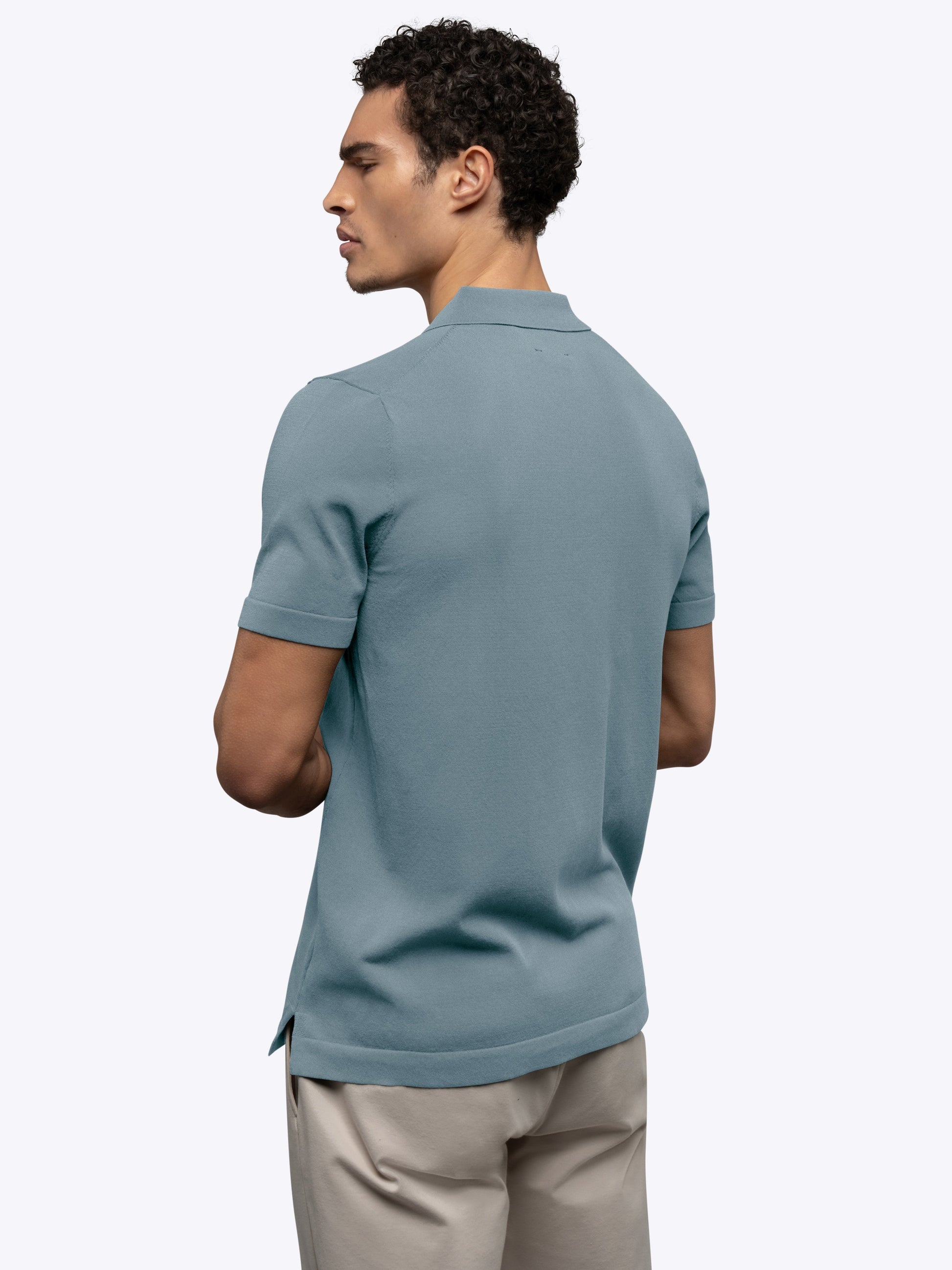 Cuts Riviera Knit Button Up in Naples Blue