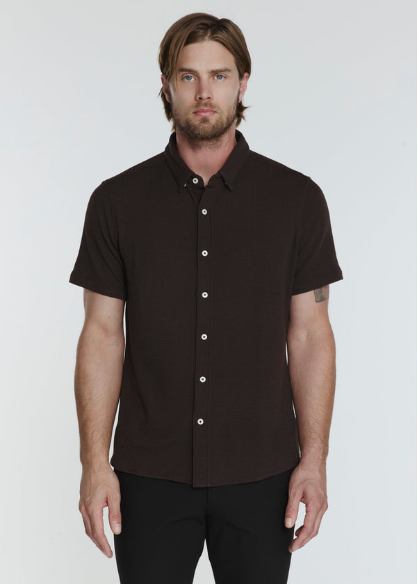 7 Diamonds Levine Short Sleeve Shirt in Walnut, front view