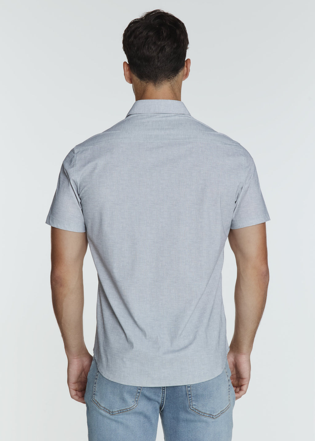 7 Diamonds Sayer Short Sleeve Shirt in Light Grey, back view