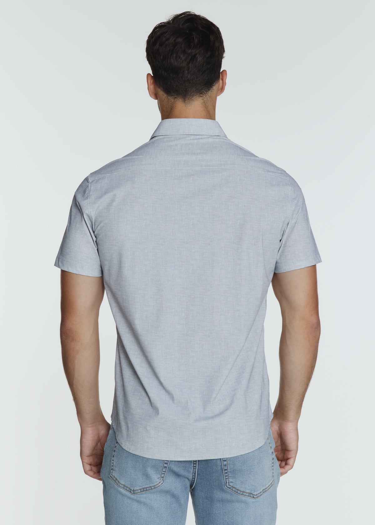 7 Diamonds Sayer Short Sleeve Shirt in Light Grey, back view