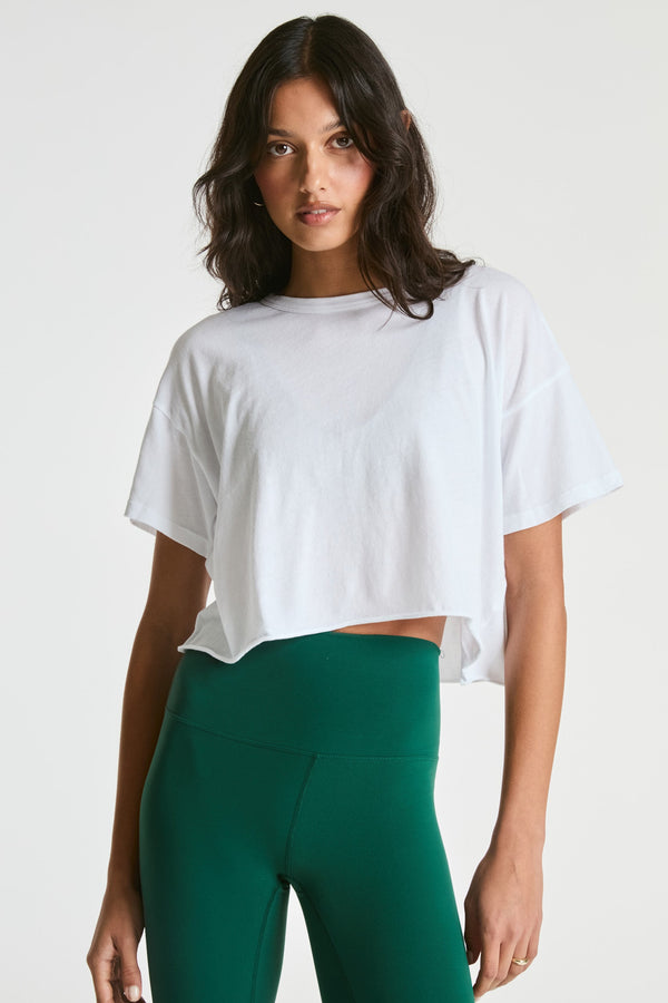 Year of Ours YOS Cropped Tee in White