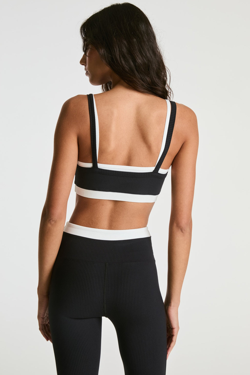 Year of Ours Ribbed Layered Bralette in Black / White